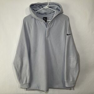 Nike Light Gray Fleece 1/4 Zip Pullover Hoodie L